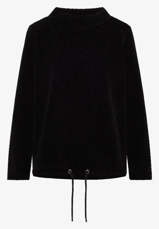 Strukturshirt mit Funnelneck Black