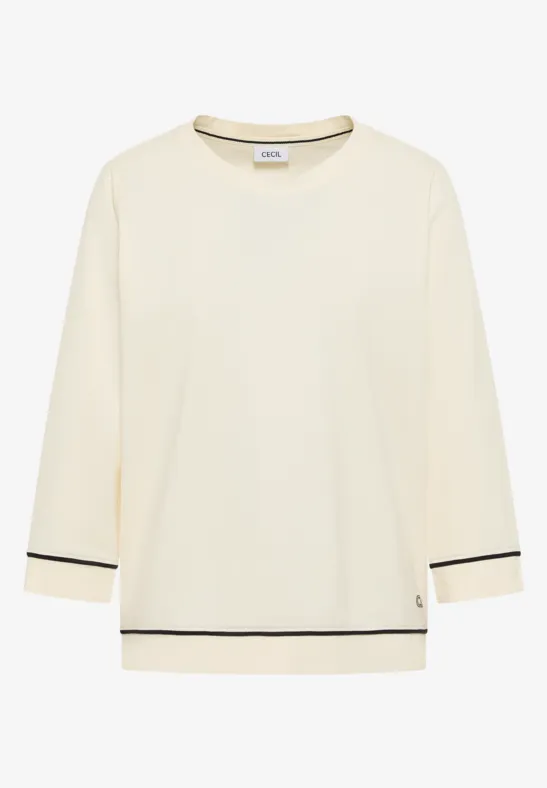 Shirt mit Kontrastdetail creamy white