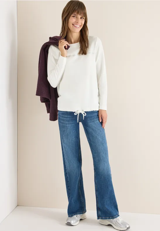 Langarmshirt mit Wording vanilla white
