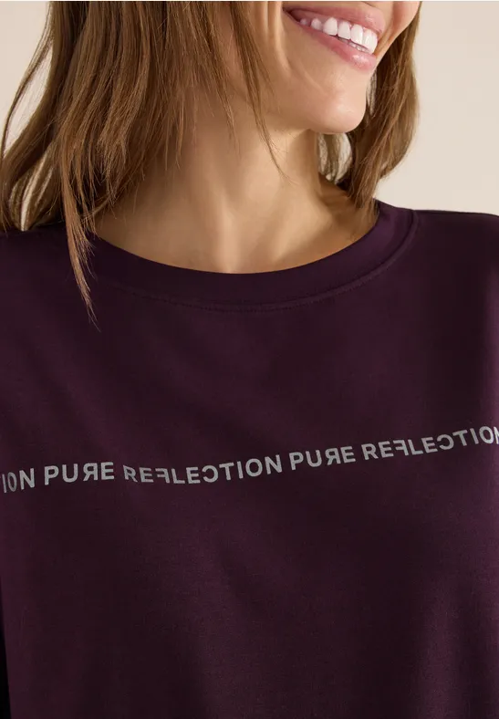 Langarmshirt mit Wording eggplant red