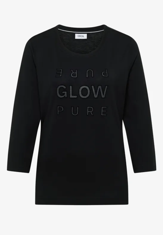 Shirt mit Glitzer-Wording Black