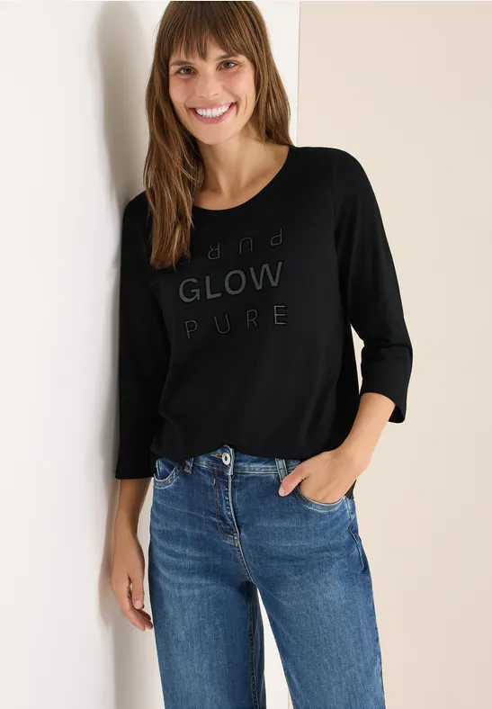 Shirt mit Glitzer-Wording Black
