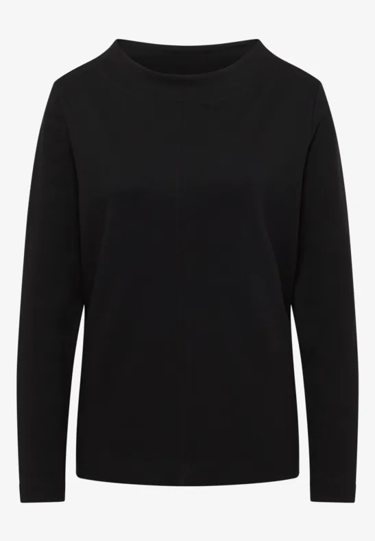 Funnelneck Shirt in Unifarbe Black