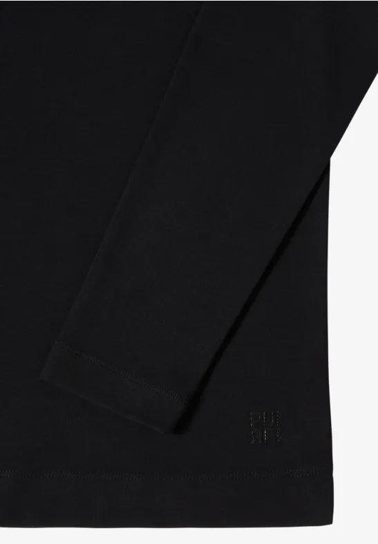 Funnelneck Shirt in Unifarbe Black