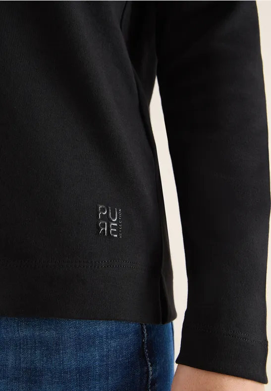 Funnelneck Shirt in Unifarbe Black