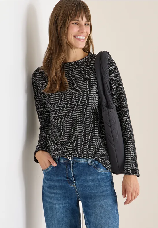 Two-Tone Strukturshirt Black