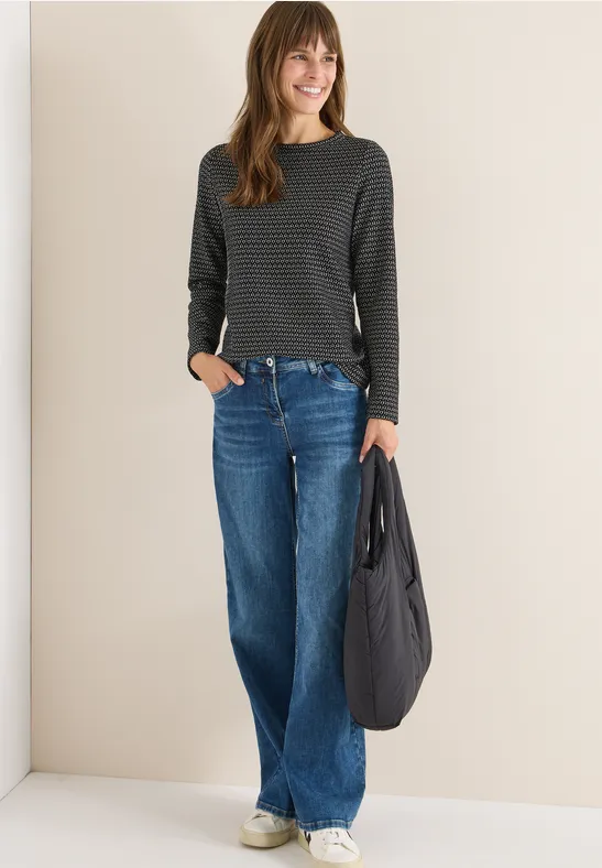 Two-Tone Strukturshirt Black