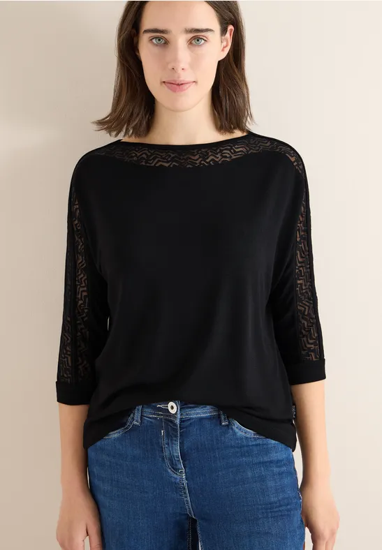 Batwing Shirt mit Mesh Black