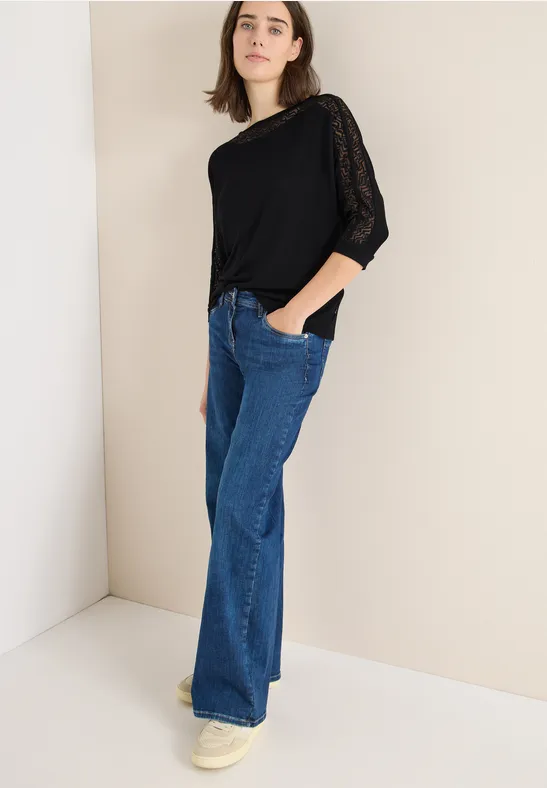 Batwing Shirt mit Mesh Black