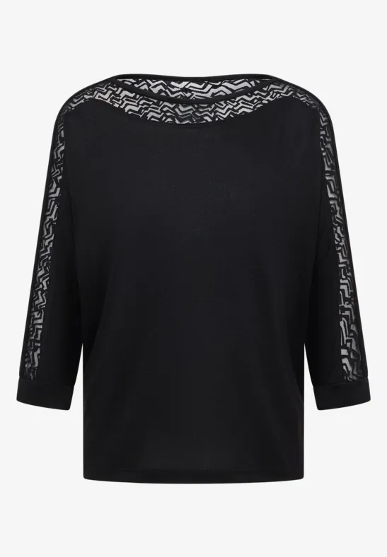 Batwing Shirt mit Mesh Black