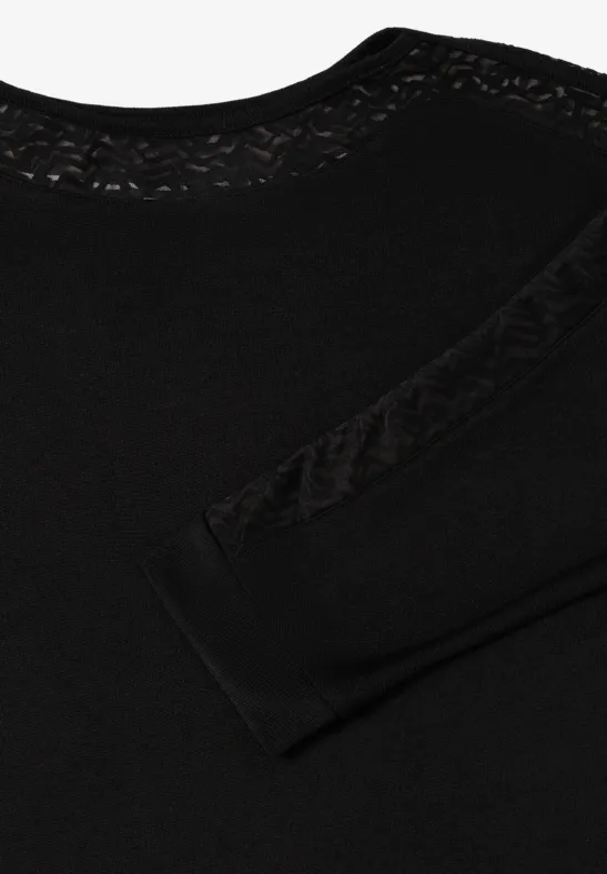 Batwing Shirt mit Mesh Black