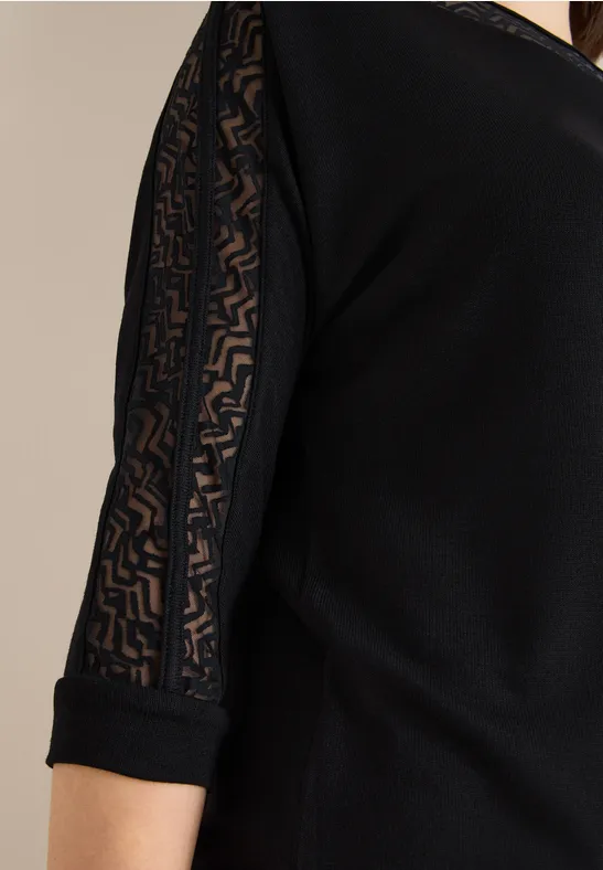 Batwing Shirt mit Mesh Black