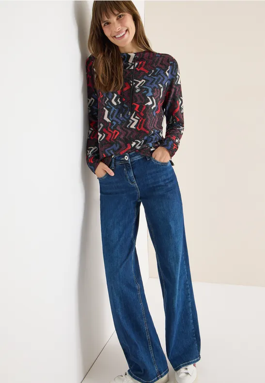 Shirt met grafisch patroon black multi melange