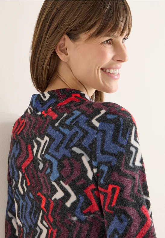 Shirt met grafisch patroon black multi melange