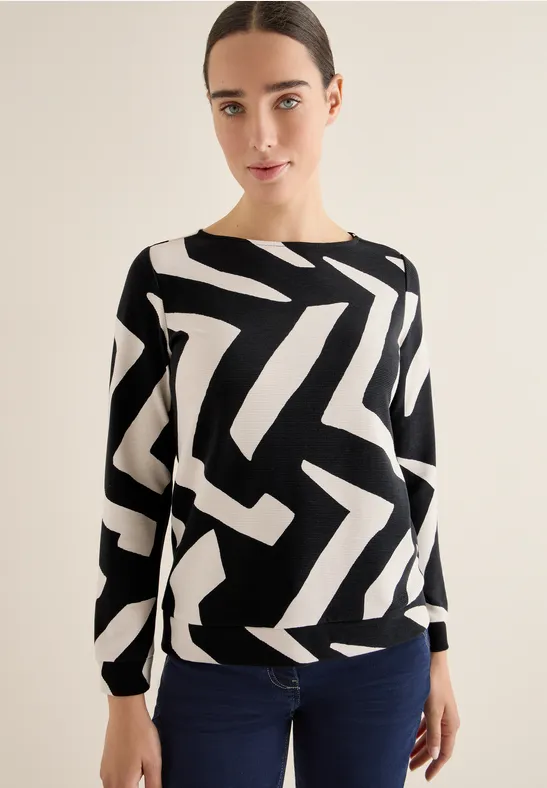 Ottoman Shirt mit Muster light greige