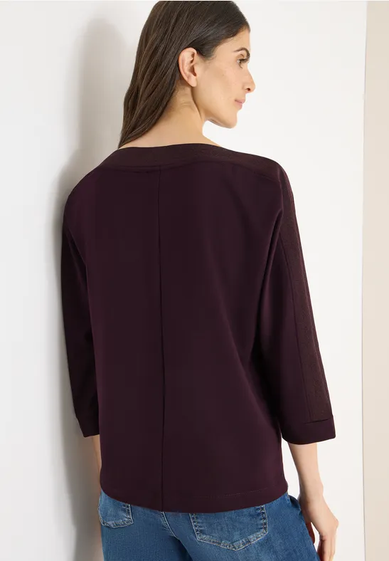 Batwing Shirt mit Tape eggplant red