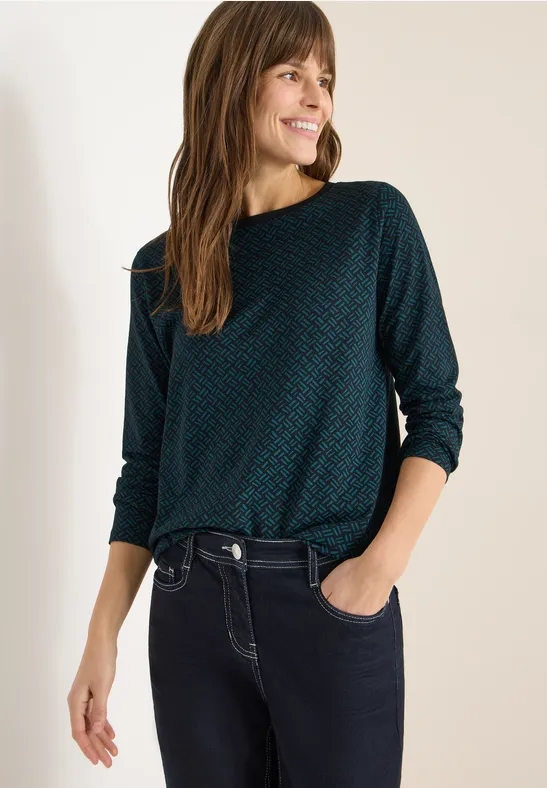 Gemustertes Shirt dark sea green