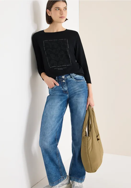 Shirt mit Schmucksteinen Black