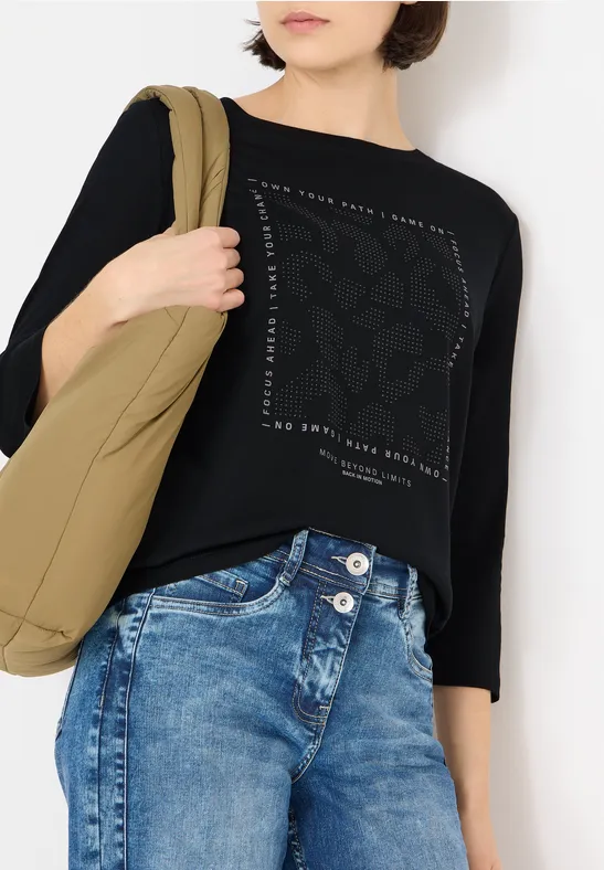 Shirt mit Schmucksteinen Black