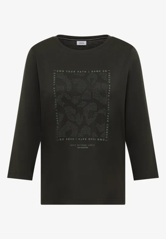 Shirt mit Schmucksteinen raw khaki