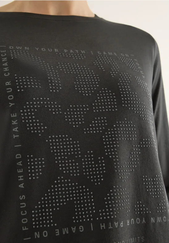 Shirt mit Schmucksteinen raw khaki