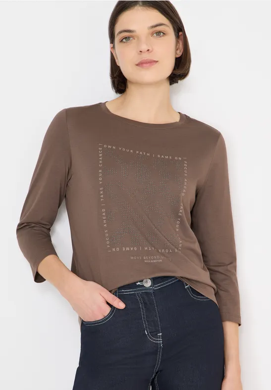 Shirt mit Schmucksteinen urban taupe