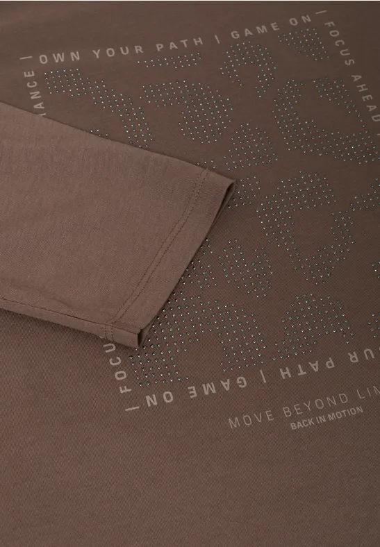 Shirt mit Schmucksteinen urban taupe