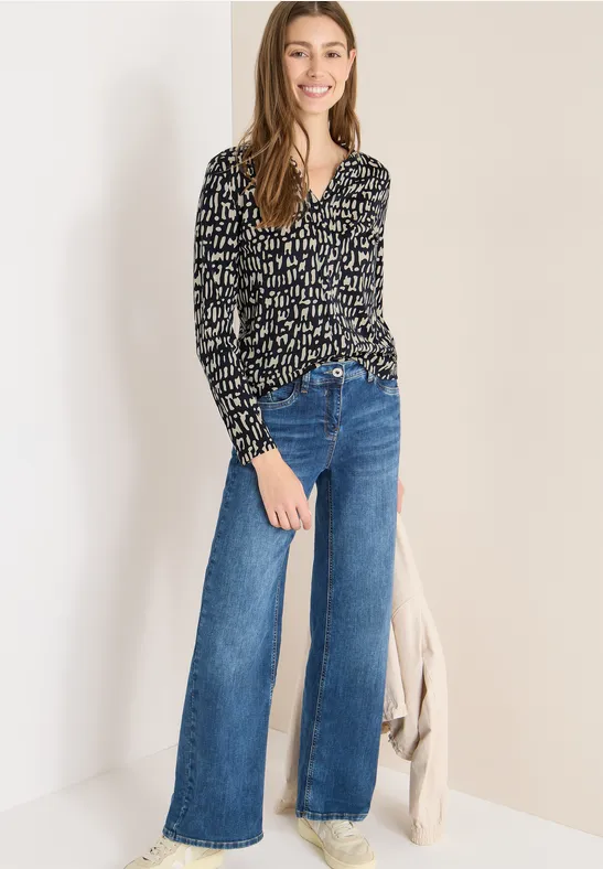 Print-Shirt im Tunika-Look universal blue