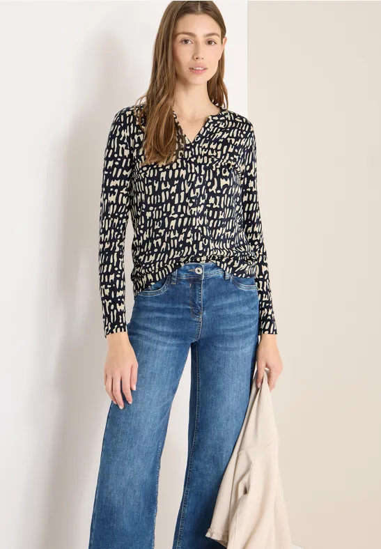 Print-Shirt im Tunika-Look universal blue