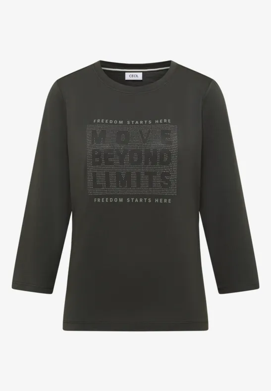 Shirt mit Schmucksteinen raw khaki