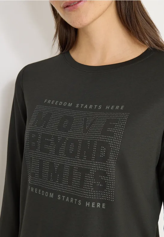 Shirt mit Schmucksteinen raw khaki