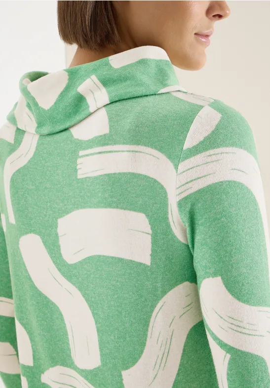 Gemustertes Melange Shirt bamboo green melange