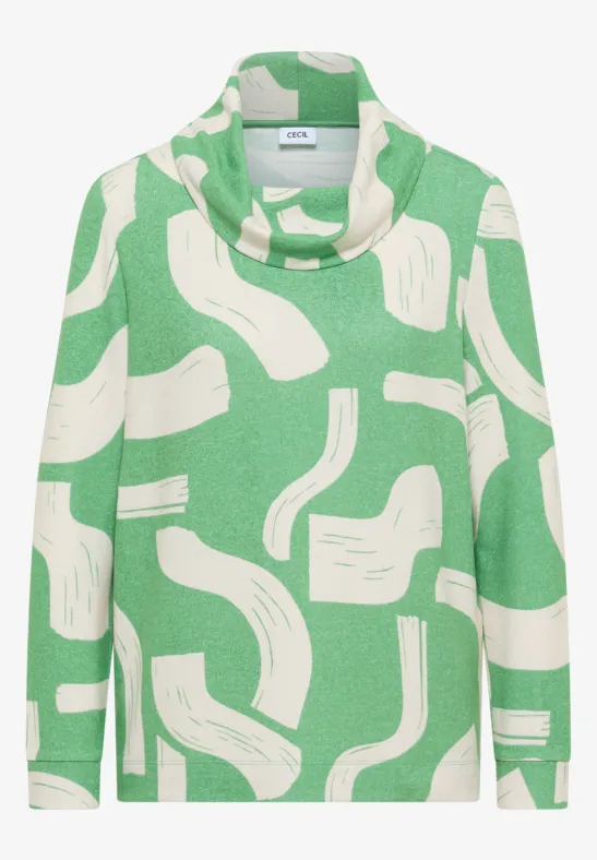 Gemustertes Melange Shirt bamboo green melange