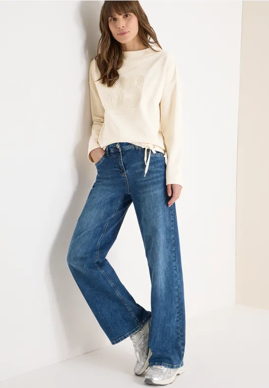 Shirt mit Stickerei pearl beige