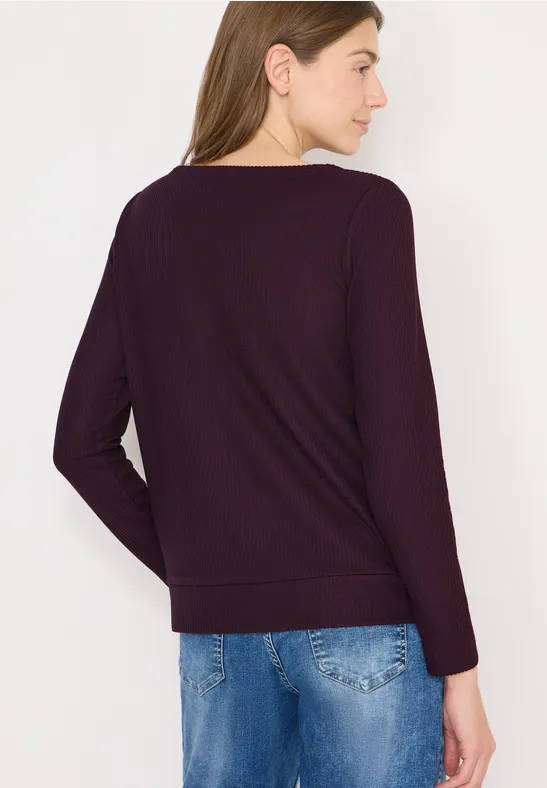 Struktur Langarmshirt eggplant red