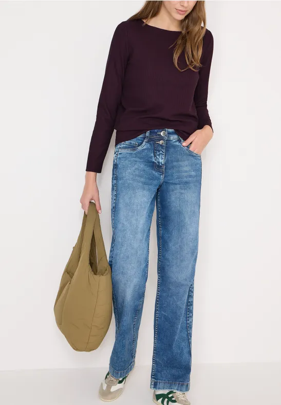 Struktur Langarmshirt eggplant red