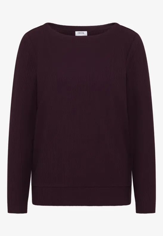 Struktur Langarmshirt eggplant red