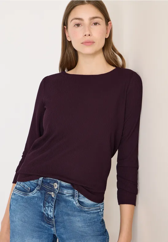 Struktur Langarmshirt eggplant red