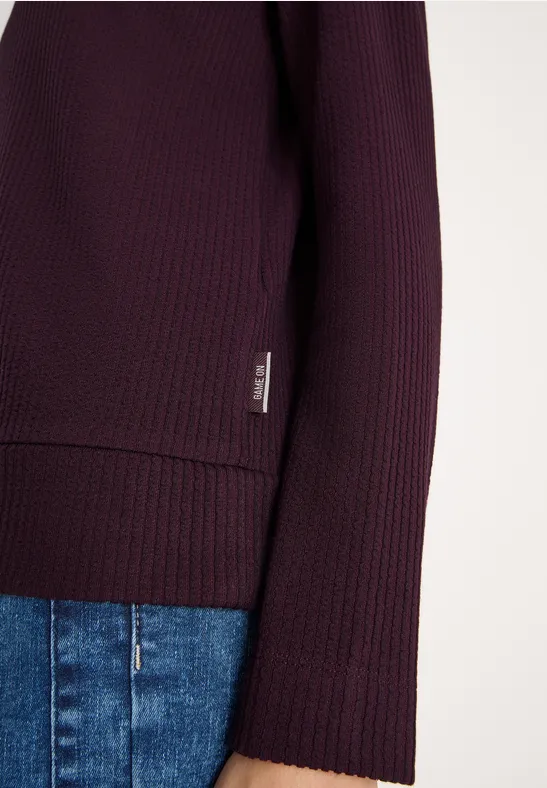 Struktur Langarmshirt eggplant red