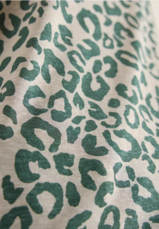 Shirt im Leinen-Look mit Leo-Print macadamia beige