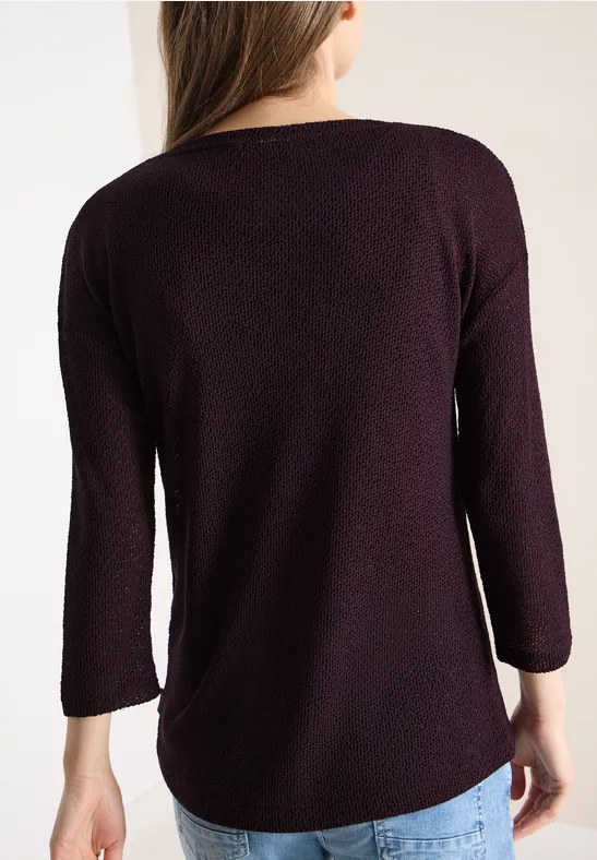 3/4-Arm Shirt im Ajour-Look rich burgundy