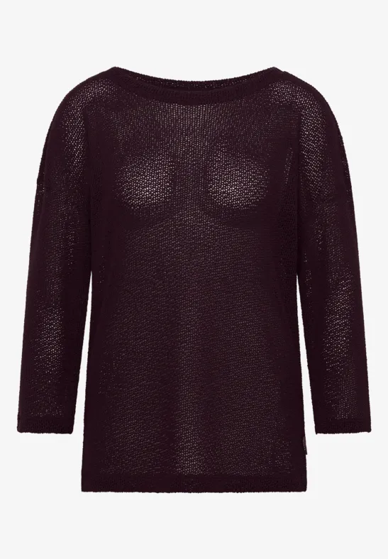 3/4-Arm Shirt im Ajour-Look rich burgundy
