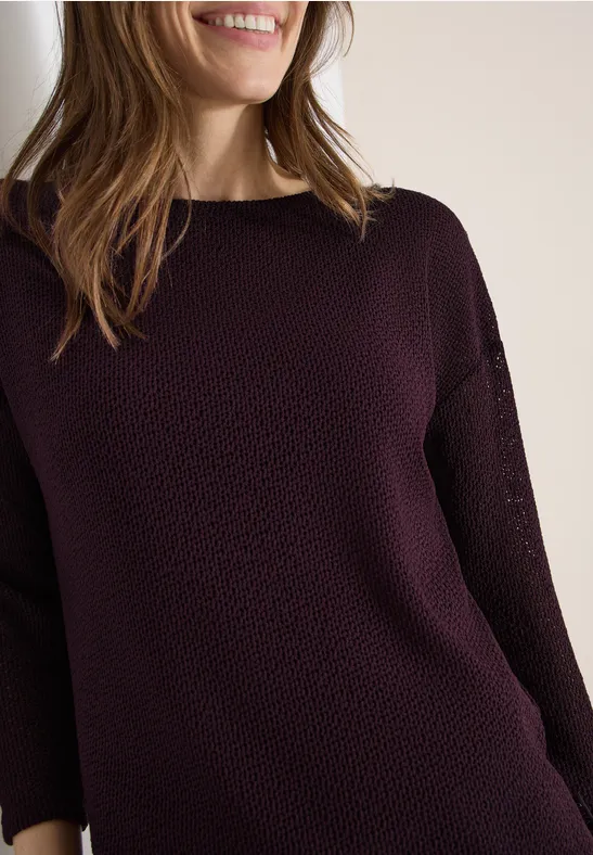 3/4-Arm Shirt im Ajour-Look rich burgundy