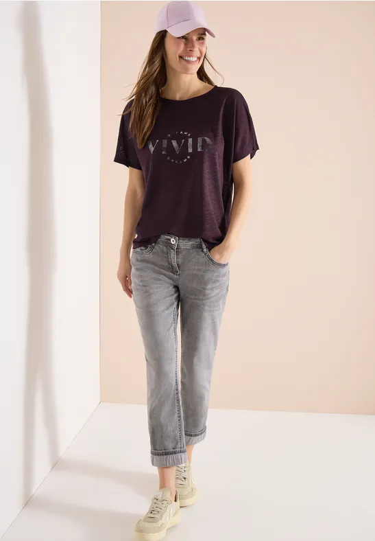 Dropped Shoulder Shirt in Leinen-Optik rich burgundy