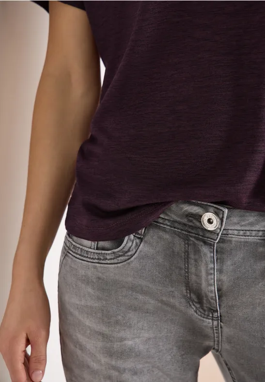 Dropped Shoulder Shirt in Leinen-Optik rich burgundy