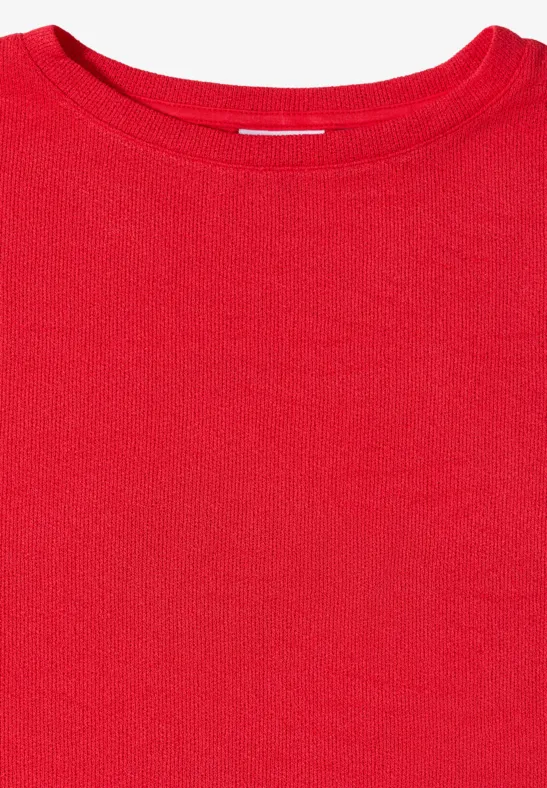 T-Shirt mit Boatneck im Strick-Look fresh red