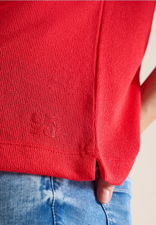 T-Shirt mit Boatneck im Strick-Look fresh red