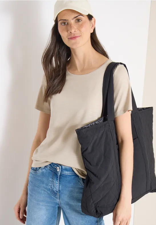 Basic T-Shirt mit Rundhals im 2er-Pack grain beige/black