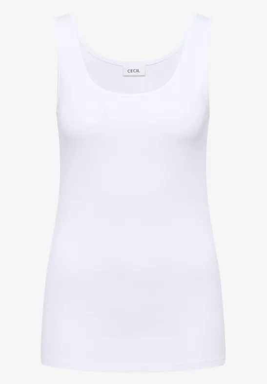Weißes ärmelloses Baumwoll-Tanktop.