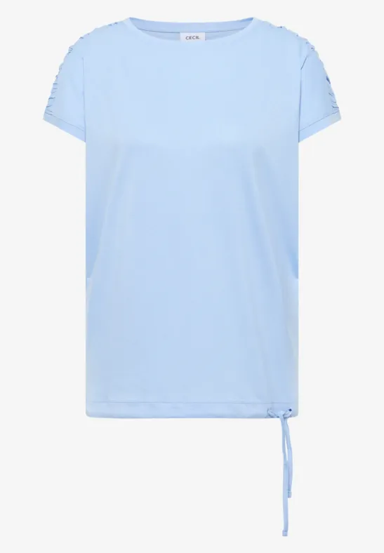 Kurzarm Shirt mit Boatneck und Raffung light sky blue